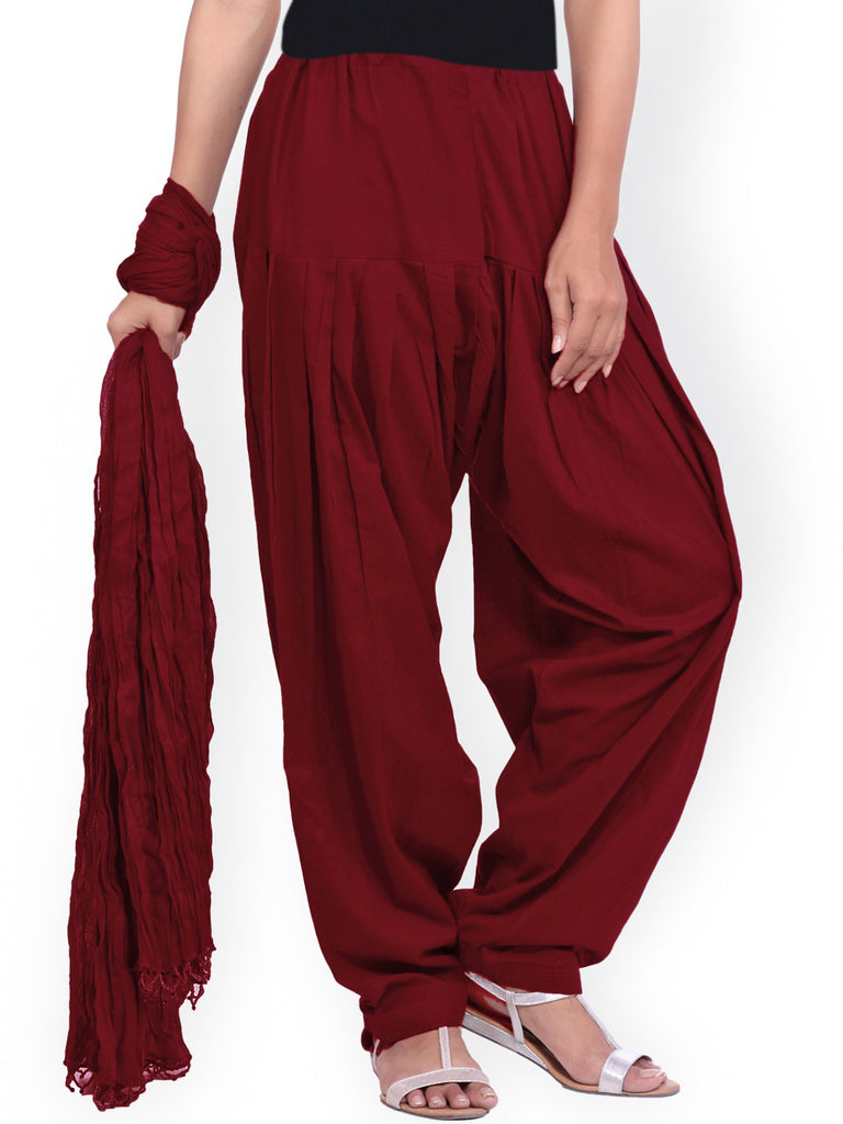 Buy Women's Maroon Net Semi Stitched Salwar Suit Online. – Odette